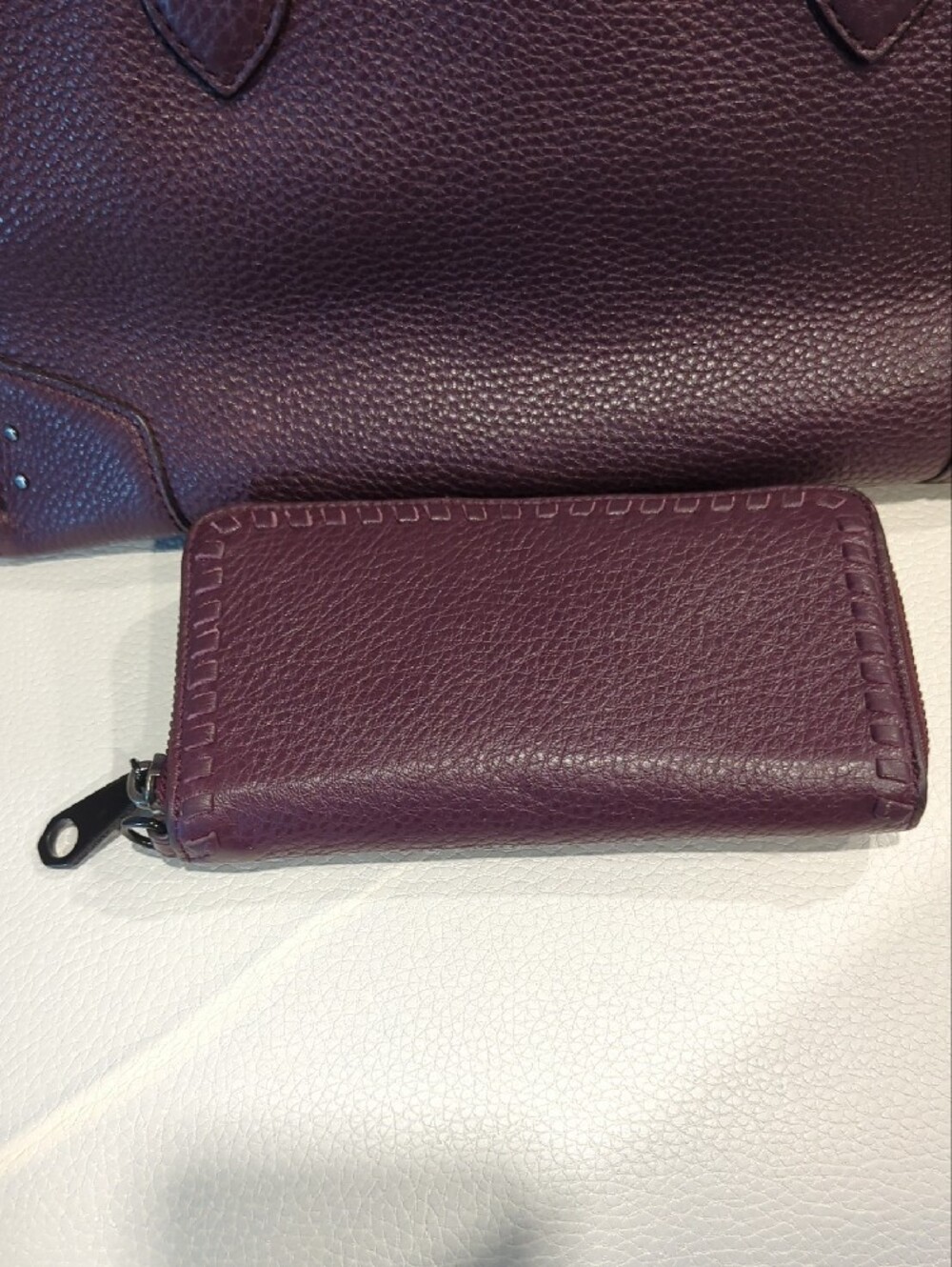 Rebecca Minkoff Plum Pebbled Leather Satchel with Crossbody Strap and Wallet - Picture 2 of 15